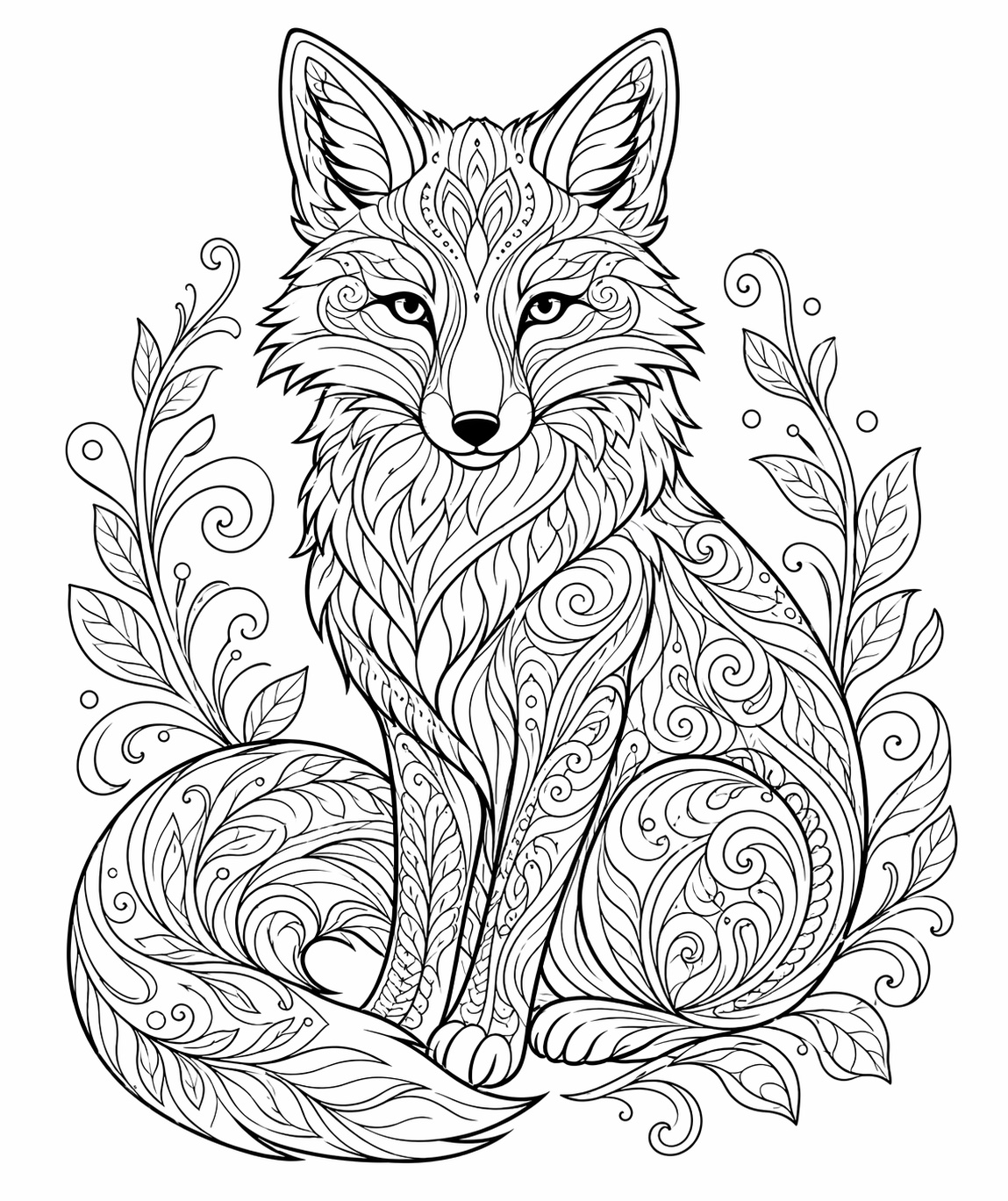 Ein Fuchs mit feinen Ornamenten bietet zahlreiche kleine Innenflächen und eine klar lesbare Silhouette
