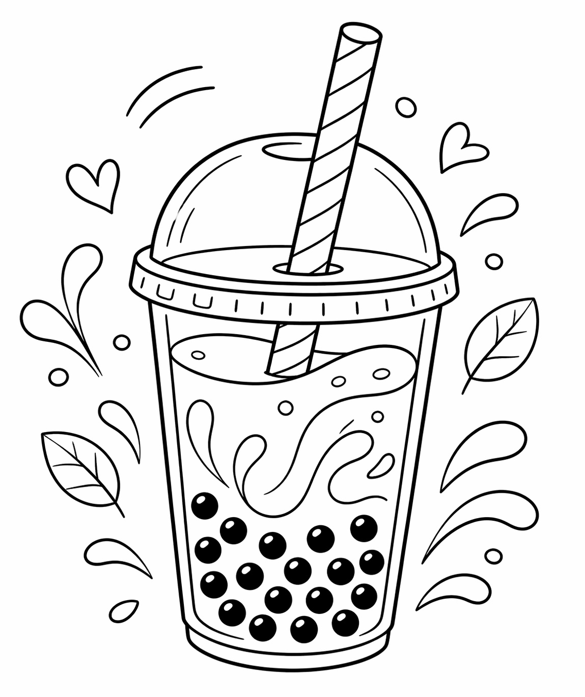 Ein verspielter Bubble-Tea-Becher mit Strohhalm und deutlicher Silhouette bietet große, gut getrennte Flächen