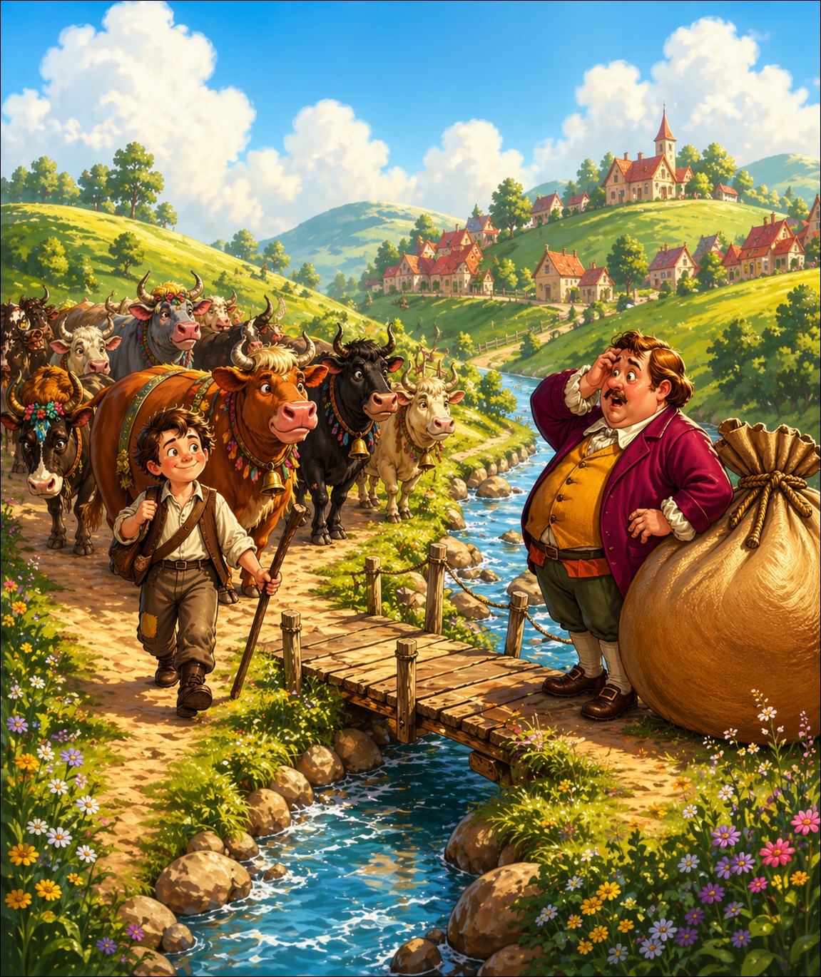 Illustration zum Märchen „Der kleine Klaus und der große Klaus“