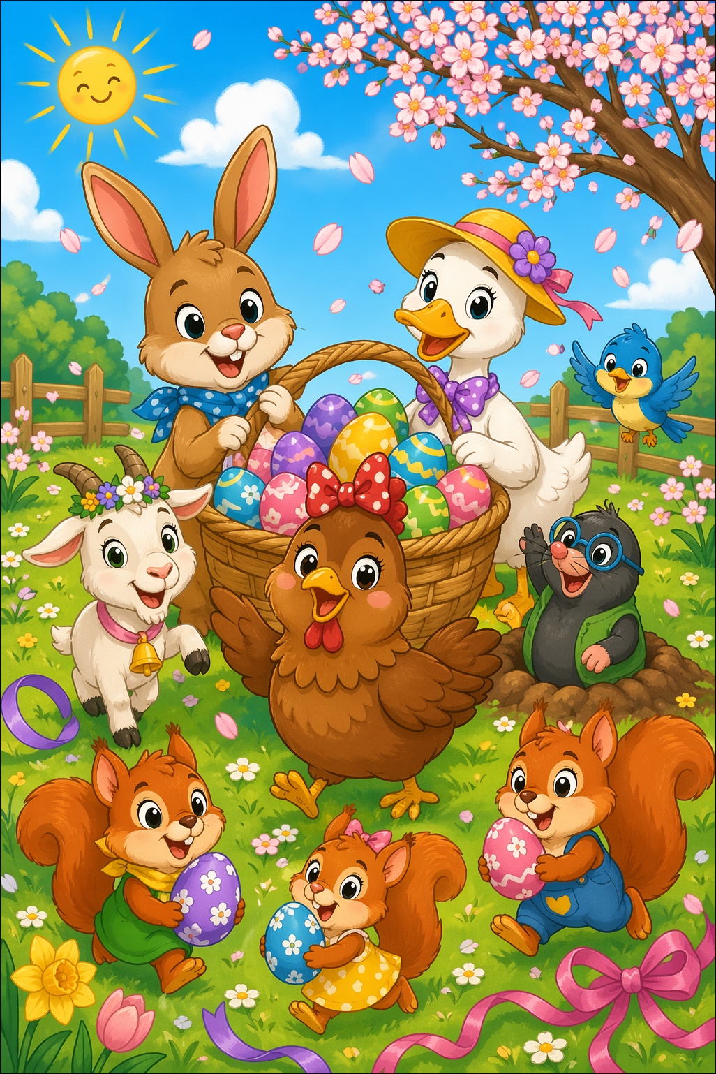 Illustration zum Märchen „Huhn Frida und das gerettete Osterfest“