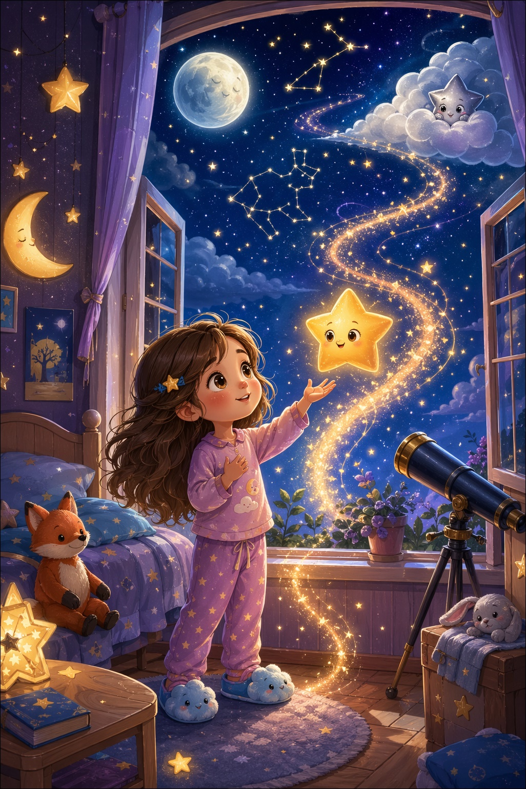 Illustration zum Märchen „Leni will zu den Sternen“
